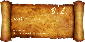Boér Lili névjegykártya